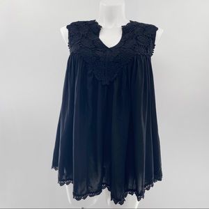 Style Black Crochet Cotton Tank Top M NWT